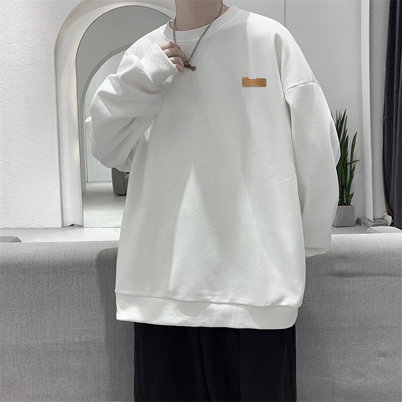 华夫格卫衣圆领卫衣男大码长袖t恤男外套HW76293-P30图片