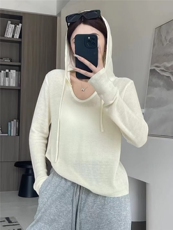 时尚显瘦羊毛小V领连帽衫百搭高级感针织毛衣，女装羊毛衫，圣旺供货
