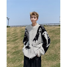 刺绣渐变毛衣开衫外套秋冬男vintage慵懒风拉链针织衫ME1105，男装针织衫/毛衣，星座1116A-1（原606A）