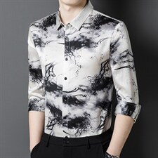BB3958钱塘2020-2新款男士衬衫商务休闲长袖花衬衣P300，男装衬衫，钱塘207-2