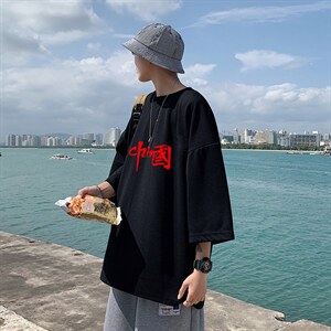 Q11199-P30 春夏季七分袖t恤男大码五分袖男短袖中袖图片