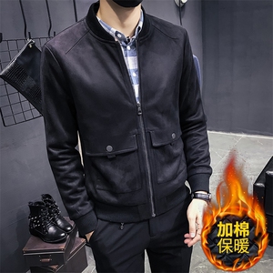 秋冬版加厚个性贴袋麂皮绒修身夹克外套 J--加棉图片