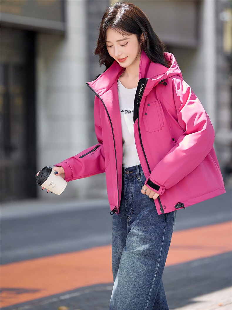 现货2025年冬季新款时尚棉服短款户外派克夹棉外套棉衣,女装棉衣/棉服,悦祺
