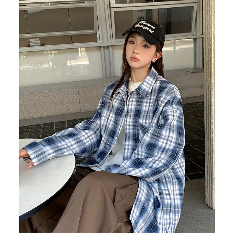 港风衬衫长袖耐磨格子衬衫休闲百搭MD-H527-特批40控79,男装衬衫,星座717