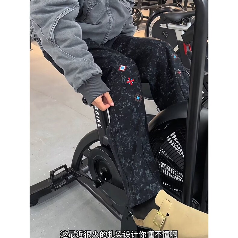 现货复古刺绣阔腿休闲直筒卫裤K341特P38,男装休闲裤,星座205-3
