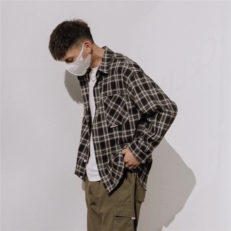 格子长袖衬衫男士CY018-P35,男装衬衫,星座1103-3