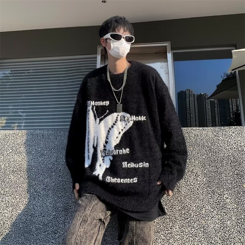 美式圆领毛衣男慵懒风休闲针织衫MY257P55,男装针织衫/毛衣,星座1116-2