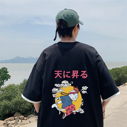 JT55012-P25假两件短袖t恤男大码胖子半袖体恤半截袖港风,男装T恤,电商A040