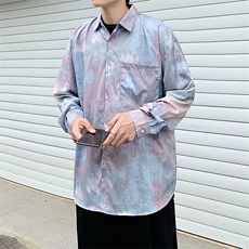 春秋衬衫男长袖扎染宽松衬衣韩版百搭设计休闲上衣W1119-P28，男装衬衫，星座512-4
