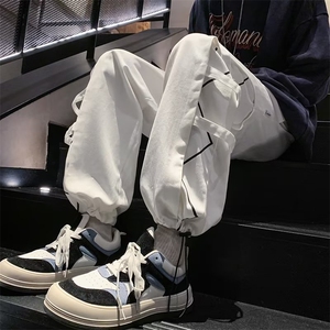 美式工装运动裤男女阔腿宽松束脚设计感小众hiphop裤子K8628-P45