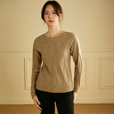 山羊绒圆领菱形格羊绒衫女短款纯色羊绒衫，女装羊绒衫，绒美人羊绒