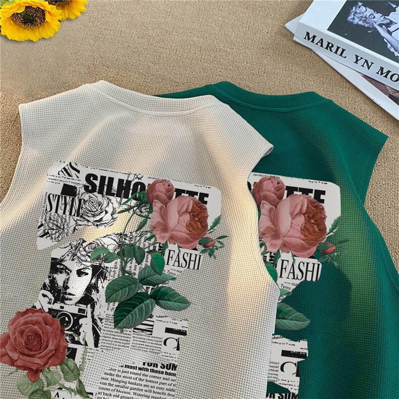 华夫格背心直播高品质重磅220克玫瑰印花HB7107-P25控38,男装背心/马甲,星座508（原C305）