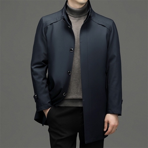 冬季新款男士立领中长款保暖棉服中年男装休闲可脱卸内胆棉衣外套图片