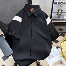 衬衫男士短袖韩版潮流帅气拼色宽松2025夏ins宽松外套CY933-P34，男装T恤，星座412-3