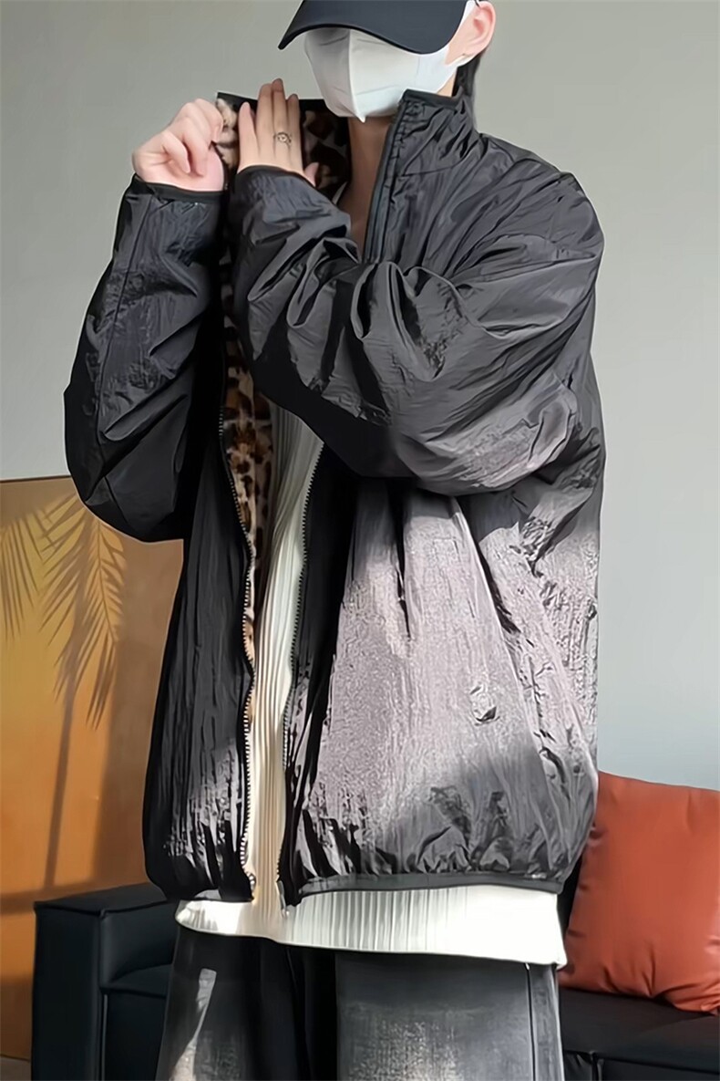 双面穿豹纹棉衣外套男KD642-P85,男装棉衣,电商D312-1
