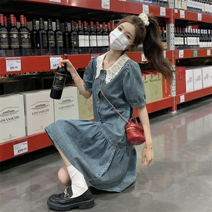 现货！！显瘦娃娃领牛仔连衣裙P110 158图片