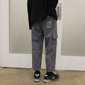 20秋装港风大码潮流工装灯芯绒宽松抽绳小脚休闲男裤K1016-P45图片