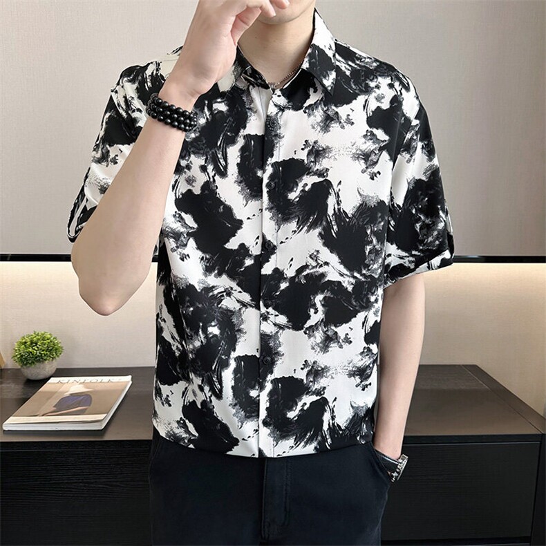 店主风~大码男装夏季冰丝中袖衬衫C208/P40,男装衬衫,电商B331