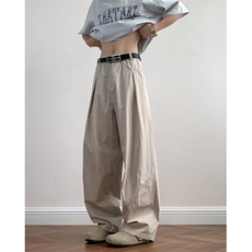 美式复古棉麻西裤男宽松直筒长裤双褶设计感亚麻透气阔腿西装裤，男装西裤，四季星座505