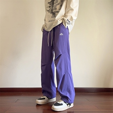 紫色登山降落伞兵裤子男夏薄款尼龙冰丝速干美式hiphop工装冲锋裤，男装休闲裤，电商A157B