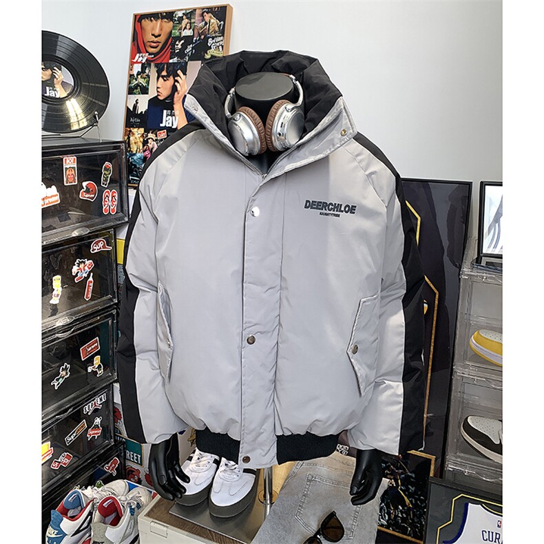 405A美式高街撞色短款棉服加厚立领面包服MY24919-P125控158,男装棉衣,星座405A