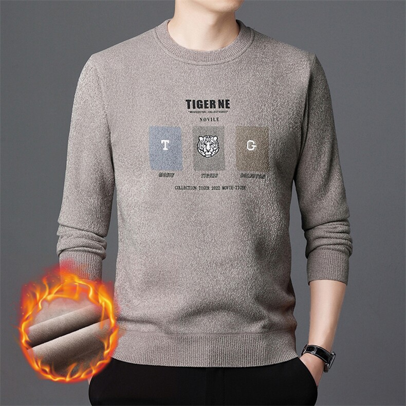秋冬季大码加绒加厚时尚套头衫天鹅绒韩版休闲上衣KF8816P39,男装针织衫/毛衣,星座306A