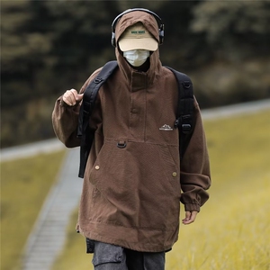 2023港风文艺连帽卫衣男春秋宽松潮流长袖外套图片