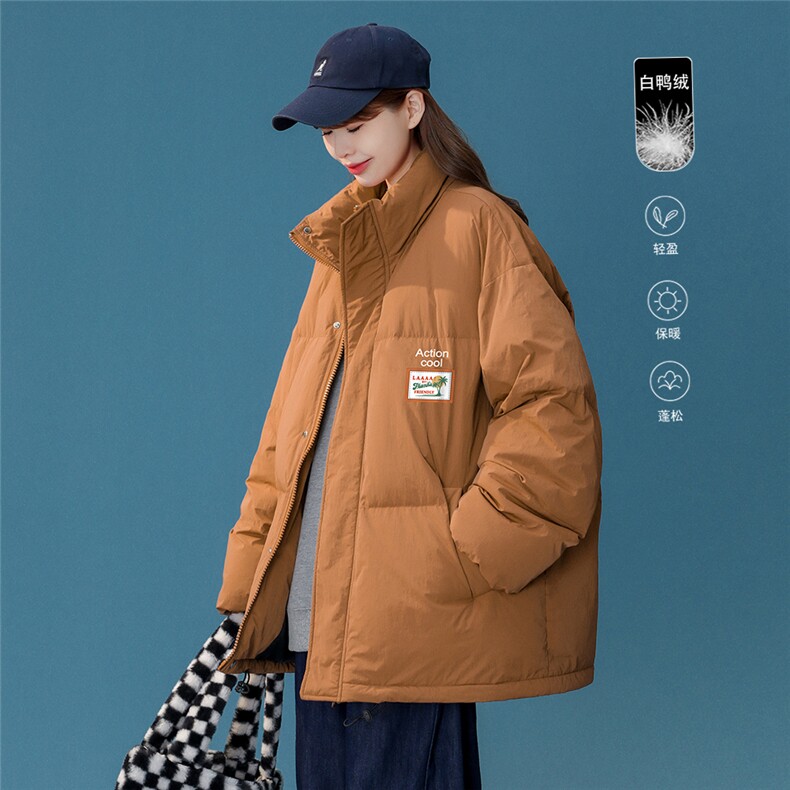 主推现货中性冬绿色白鸭绒立领宽松保暖羽绒服女YR6180P195控258,男装羽绒服,电商A268