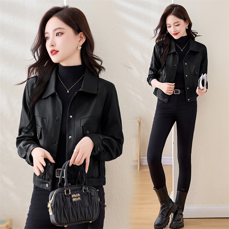 2025年新款皮衣百搭款上衣时尚洋气显瘦款，女装皮衣，魅家