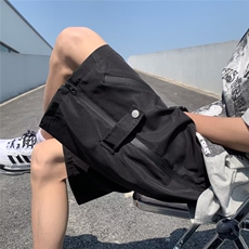 直筒男休闲裤工装裤宽松青春流行潮五分裤时尚潮牌纯色夏季，男装休闲裤，星座716-4