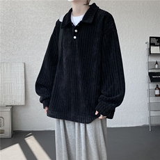 美式复古雪尼尔polo领卫衣大码设计重磅翻领外套LW609特P45加绒55，女装短外套，电商B215