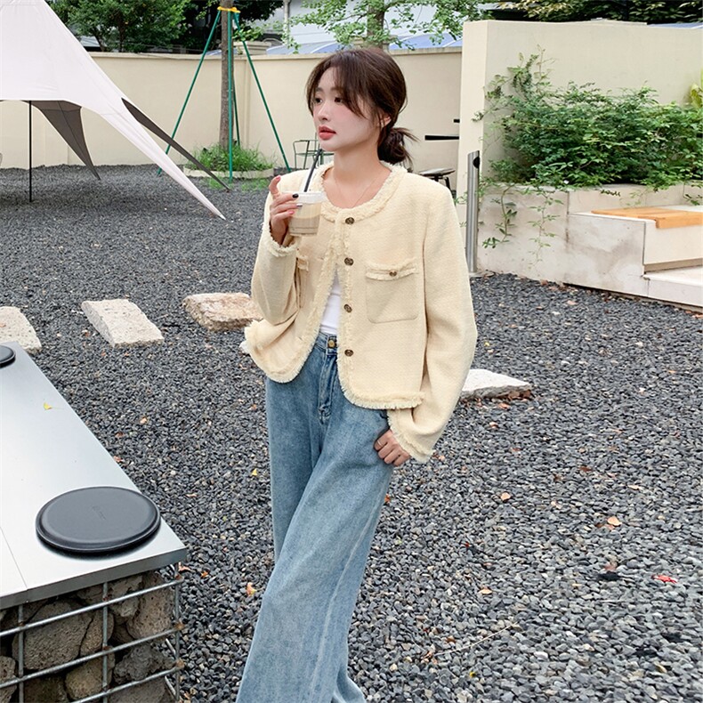休闲名媛小香风外套女春秋法式韩系慵懒风chic流苏百搭小个子上衣,女装短外套,辉之琳
