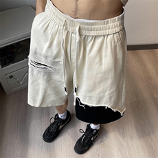 夏季短裤男士五分裤松紧腰带抽绳纯棉水洗斜纹重磅D122，男装牛仔裤，星座1013