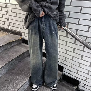 美式复古高街慵懒宽松阔腿牛仔裤女秋冬直筒拖地裤子RK1135-P45图片