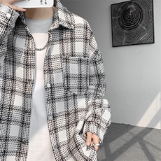 8XL-M特大码高级感千鸟格闲大码情侣复古翻领夹克外套JK1303P65，男装夹克，电商D206-1