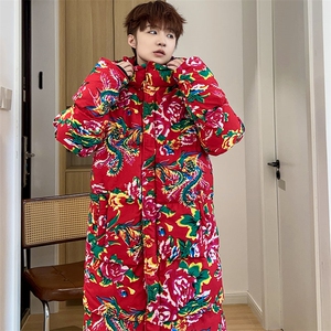 A5男女连帽中长款大棉衣保暖防寒棉服棉袄新中式团队 上款大差价图片