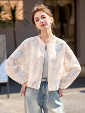 小香风复古刺绣洋气短外套女2025春夏新款独特超好看轻薄防晒上衣，女装短外套，韩宇舍