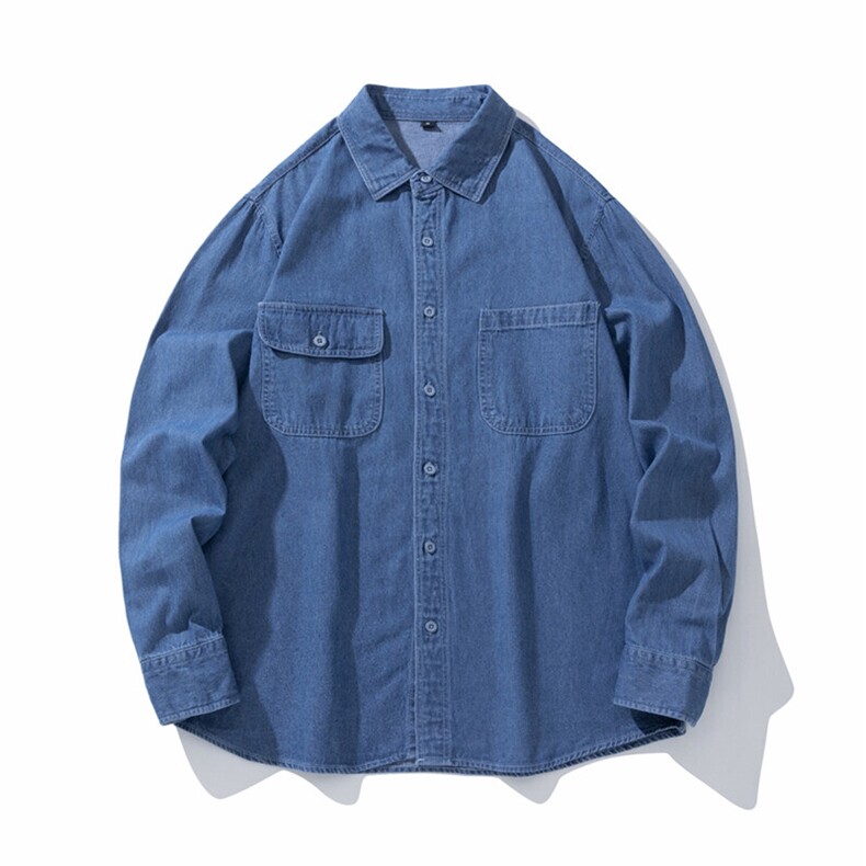 25年春季长袖衬衫工装潮流牛仔衬衣宽松现货DS-C323-1-N85-批49，男装衬衫，电商C323-1