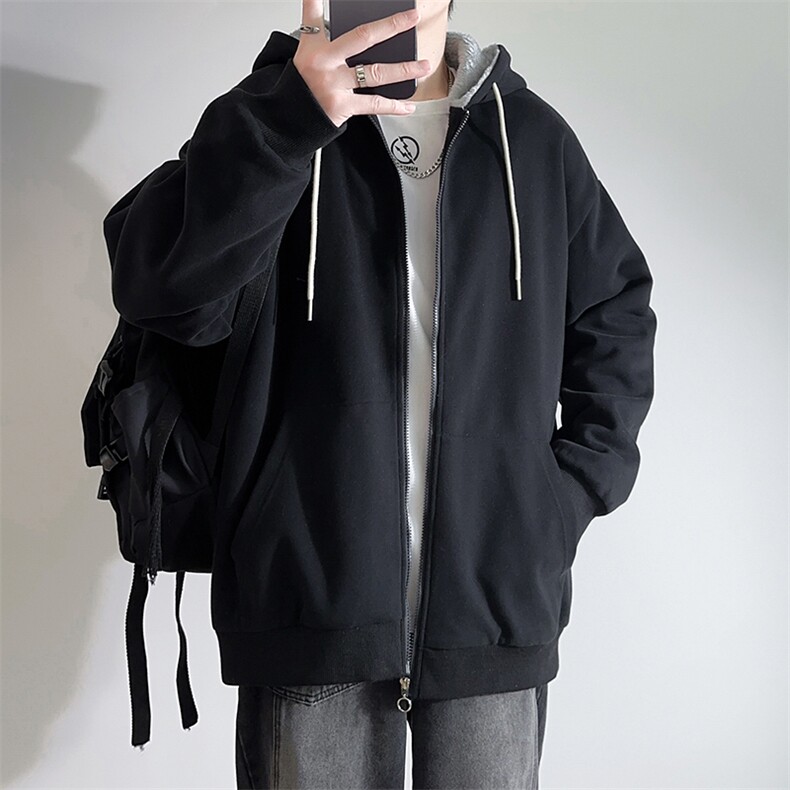 新款男百搭设计感连帽加厚港风白墙针织外套WT3416-P75控108图片