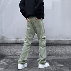 拼接工装水洗复古牛仔裤潮流多口袋休闲hiphop裤子男女潮178/P60，男装牛仔裤，星座506
