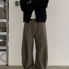 美式复古美拉德棕色弯刀牛仔裤男女直筒阔腿长裤K9004-P58网络图，男装牛仔裤，电商B245