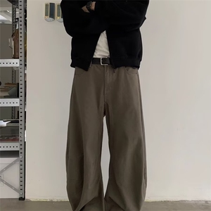 美式复古美拉德棕色弯刀牛仔裤男女直筒阔腿长裤K9004-P58网络图图片
