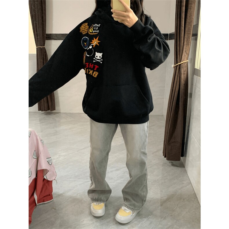 网图有货亿万美式高街刺绣连帽华棉卫衣男女潮上衣A780-P46,男装卫衣,星座1505