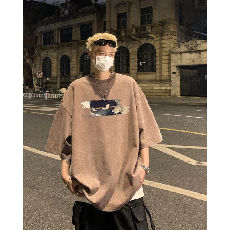 潮牌宽松短袖t恤蜡染美式复古高街水洗做旧517A-2-SX301-P38,男装T恤,星座517A-2