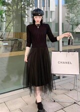 毛衣拼接连衣裙，两色，四个尺码，，女装针织衫/毛衣，依柏璐