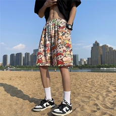 冰丝沙滩短裤男夏季日系满印卡通印花裤DK5525P20，男装休闲裤，星座1116-2