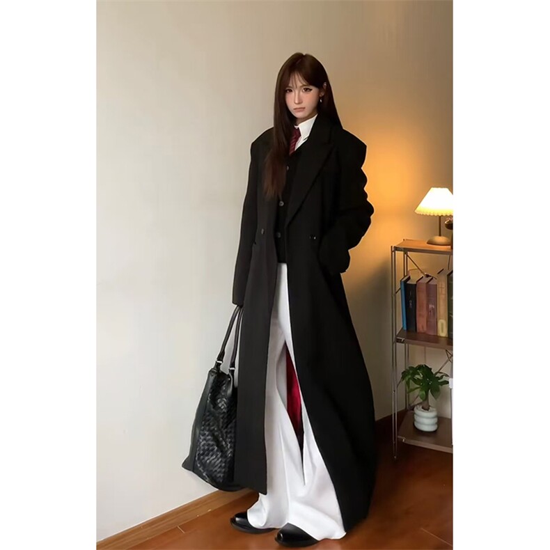 现货~黑红撞色长款垫肩收腰大衣Y962-西装风衣P118毛呢大衣P125，男装西服套装，星座1004-3