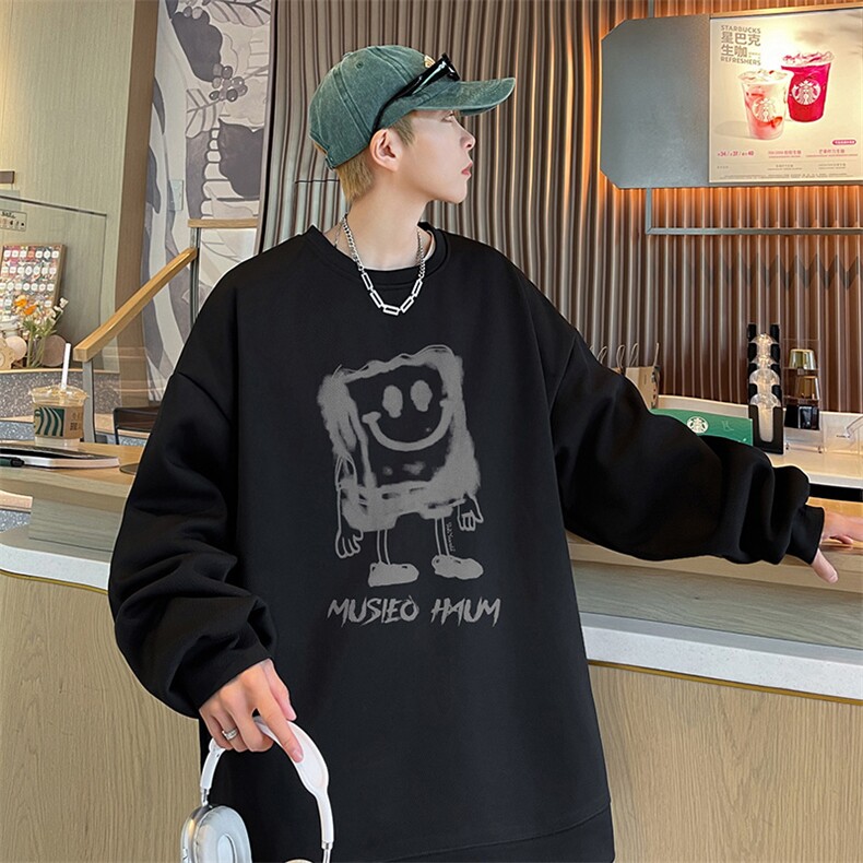 港风直播抖音得物高品质重磅菠萝格圆领宽松男卫衣W2067P40,男装卫衣,电商C408(原B339-1)