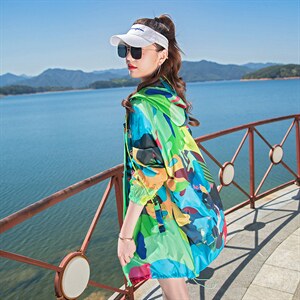2025夏季新款迷彩印花防晒衣女中长款欧货宽松大码轻薄透气开衫潮图片