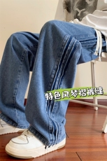 牛仔裤男港风直筒裤宽松美式复古休闲牛仔裤CK2335-P45控78，男装牛仔裤，星座717